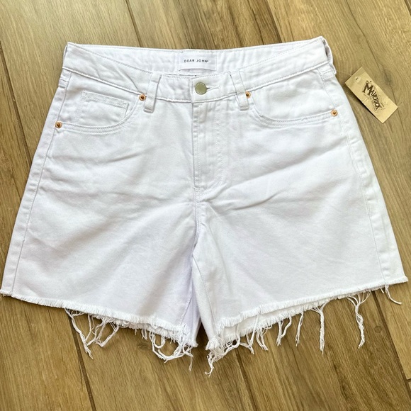 NEW! Dear John Optic White Denim Remi Super High Rise Shorts - Picture 5 of 14